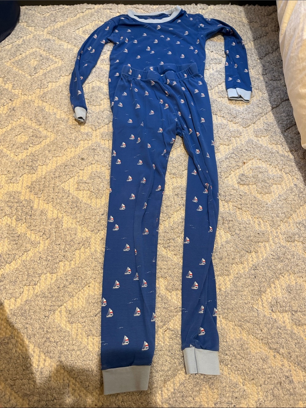 Brooks Brothers Navy Sailboat Print Kids Pajama Set